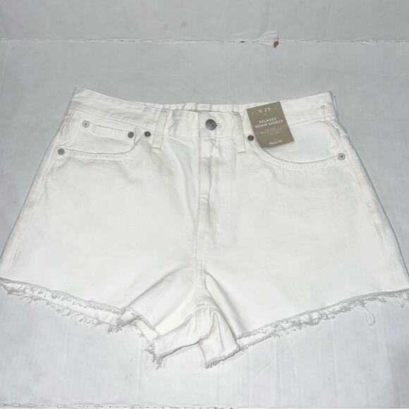 Madewell Relaxed Denim Shorts in White Size 29 New Cut Off High Rise - Picture 2 of 8